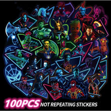 Load image into Gallery viewer, 49/100PCS fake night light Marvel Avengers cartoon graffiti sticker suitcase guitar car stickers PVC waterproof